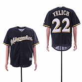 Brewers 22 Christian Yelich Navy Cool Base Jersey Dzhi,baseball caps,new era cap wholesale,wholesale hats